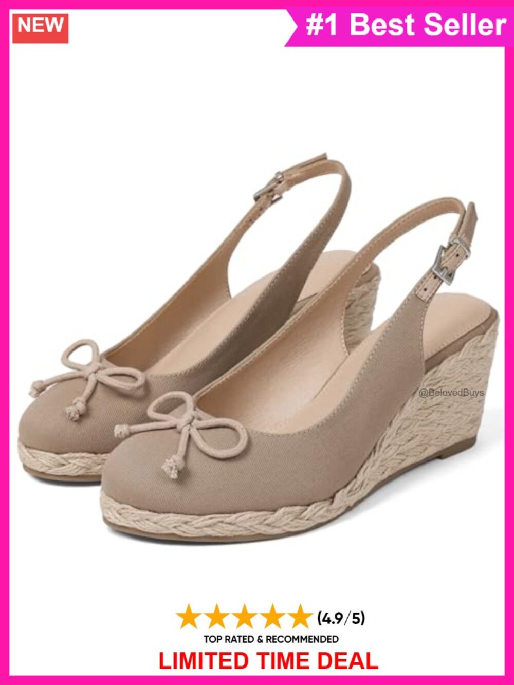 Women's Espadrille Wedge Sandals Canvas Slingback Ankle Strap Closed Toe